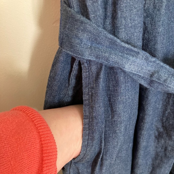 Anne Klein 18W Chambray Sleeveless Button-Down Midi Removable Belt and POCKETS - Picture 3 of 13